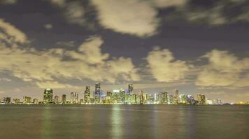 Miami Urban Skyline at Night. Time Lapse. Florida, United States of America video