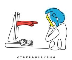 Stop Cyber Bullying poster. Doodles. Kids art. Background ideas. Vector design