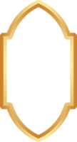 Golden Ramadan frame. Islamic window shapes with ornament. Muslim vintage border. Indian decoration for banner in oriental style. png