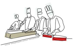 Line art cookery poster. Chef vector art.  Culinary art.