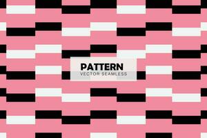 Striped white and black line shape pink background abstract seamless pattern vector