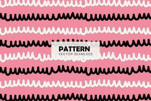 Striped white and black wavy lines abstract pattern pink background seamless repeat pattern vector