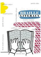 Braille literacy awareness. Dual media learners.Poster art in kid style vector