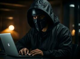 hacker stealing data from laptop photo