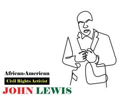 a famous african american hero John Lewis. Black History month art. vector