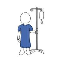 One line icon of a patient in hospital. vector