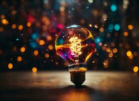 a light bulb explodes, releasing a symphony of whimsical colors photo