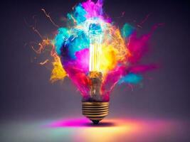 a light bulb explodes, releasing a symphony of whimsical colors photo