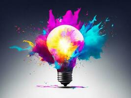 a light bulb explodes, releasing a symphony of whimsical colors photo