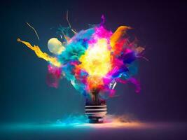 a light bulb explodes, releasing a symphony of whimsical colors photo