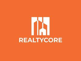 realtycore logo para real inmuebles casa empresa vector