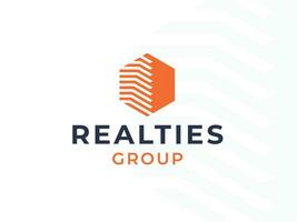 realtycore logo para real inmuebles casa empresa vector