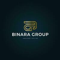 Inspiration logo initial letter B abstract with tech style and gradient color vector