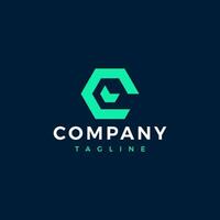 Inspiration logo initial letter C abstract with tech style and solid color vector