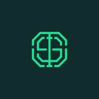 Inspiration logo initial letter S abstract with tech style and solid color vector