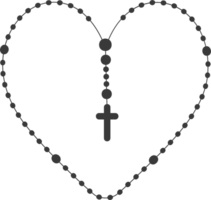 rozenkrans kralen silhouet. gebed sieraden voor meditatie. Katholiek chaplet met een kruis. religie symbool. png