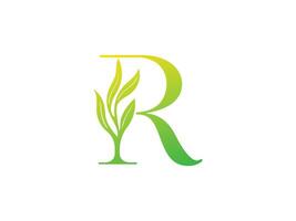 Logo Template for Letter R with Nature Element vector