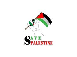 Standing with Palestine, vector Palestinian flag in a strong hand