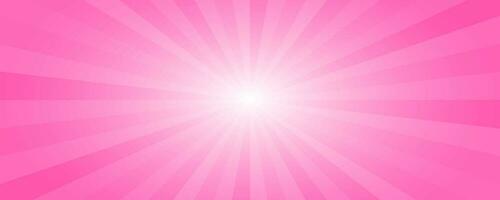 Sunburst pink background. Cartoon radial light backdrop. Retro comic pattern with rays and stripes. Vector wallpaper