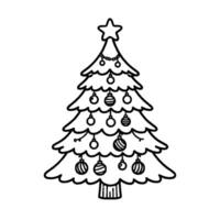 Christmas tree coloring book vector