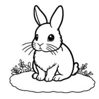 Rabbit pattern coloring book vector