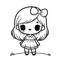 Girl coloring book vector