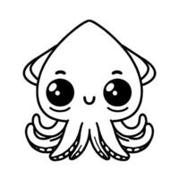 Squid pattern coloring book vector