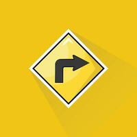 Illustration Vector of Sharp Turn Sign in Flat Design