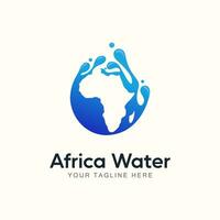 African silhouette combined with water and water splashes. Helping African communities' water supply and supporting the development of a better quality of life. logo design template. vector