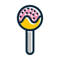 Cake Pop Vector Thick Line Filled Dark Colors