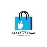 creativo compras bolso logo diseño icono vector