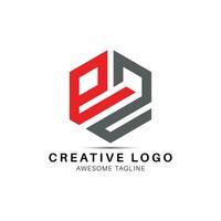 EZ letter polygon shape logo design icon vector