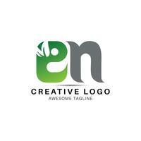 EN letter creative leaf shape modern logo design icon vector