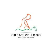 Yoga massage creative logo design icon vector