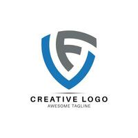 VF letter shield shape logo design icon vector