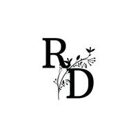 RD letter with flower initial icon vector