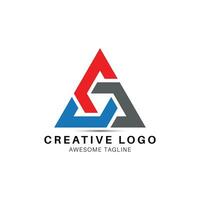 SAC letter triangle shape creative logo design icon vector