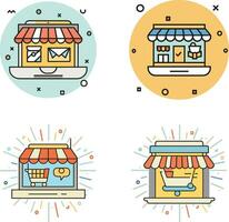 Social media store set illustration vector