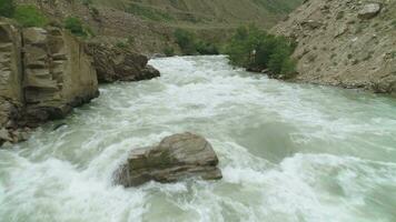 Mountain River with Rapids. Aerial View. Kyrgyzstan video