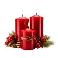 Merry Christmas decoration 3d red candles ai generative png