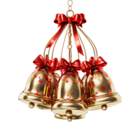 Christmas decoration golden jingle bell ai generative png