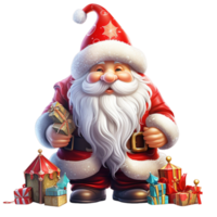 Papa Noel claus que lleva regalos retrato de cerca ai generativo png