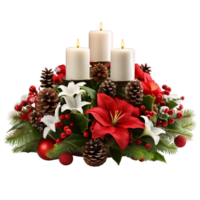 Navidad mesa decoración con velas ai generativo png