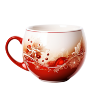 Red coffee cup saucer Ai Generative png