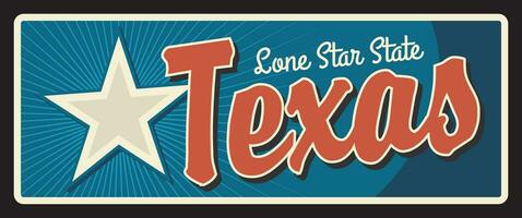 Texas state sign, US vintage travel plate vector