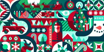 Bauhaus pattern with christmas motif background vector