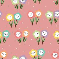 Seamless pattern with cute cartoon flowers, on fabric, textile, gift wrapping paper. colorful vector for children, flat style