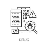 Debug, web app develop and optimization icon vector