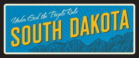 South Dakota USA state plate vintage travel plate vector