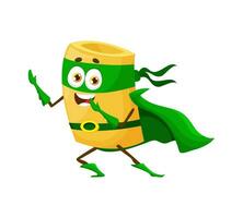 Cartoon paccheri Italian pasta superhero character vector